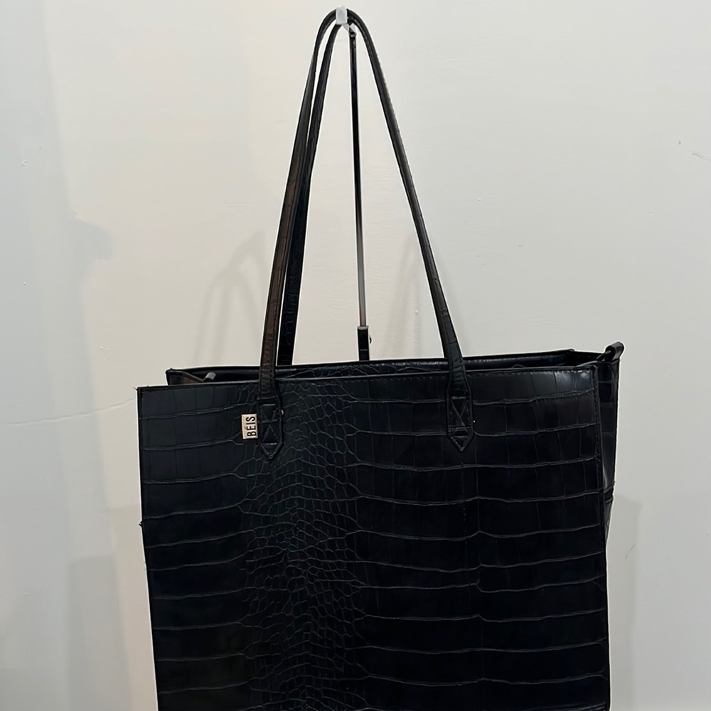 Beis work tote in black croc